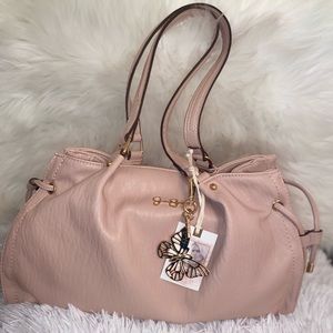 Large hobo Jessica Simpson pink & gold butterfly chain leopard print inside bag